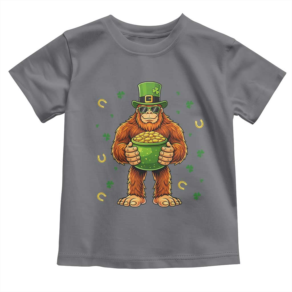 Funny St Patricks Day Bigfoot Lucky Pot Gold Sunglasses Sasquatch - Toddler T Shirt TS11 Charcoal Print Your Wear