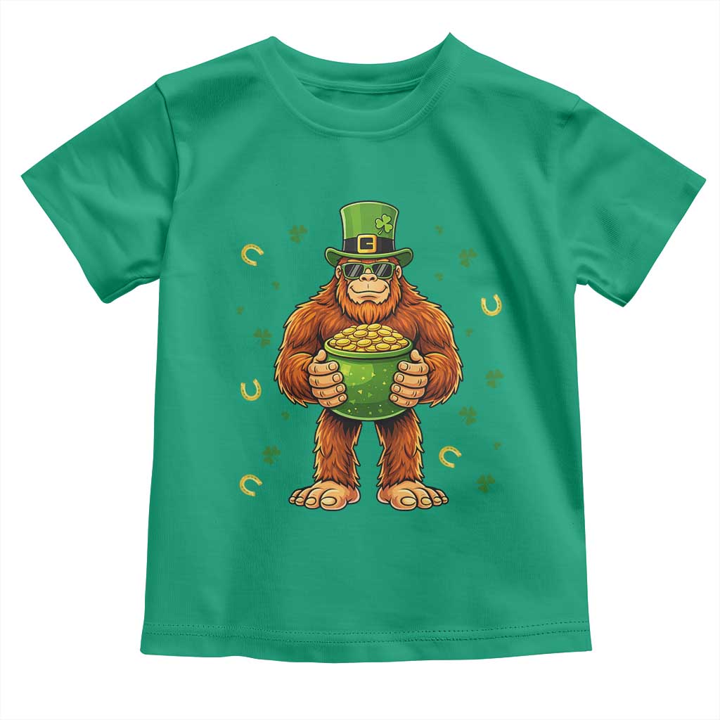 Funny St Patricks Day Bigfoot Lucky Pot Gold Sunglasses Sasquatch - Toddler T Shirt TS11 Irish Green Print Your Wear