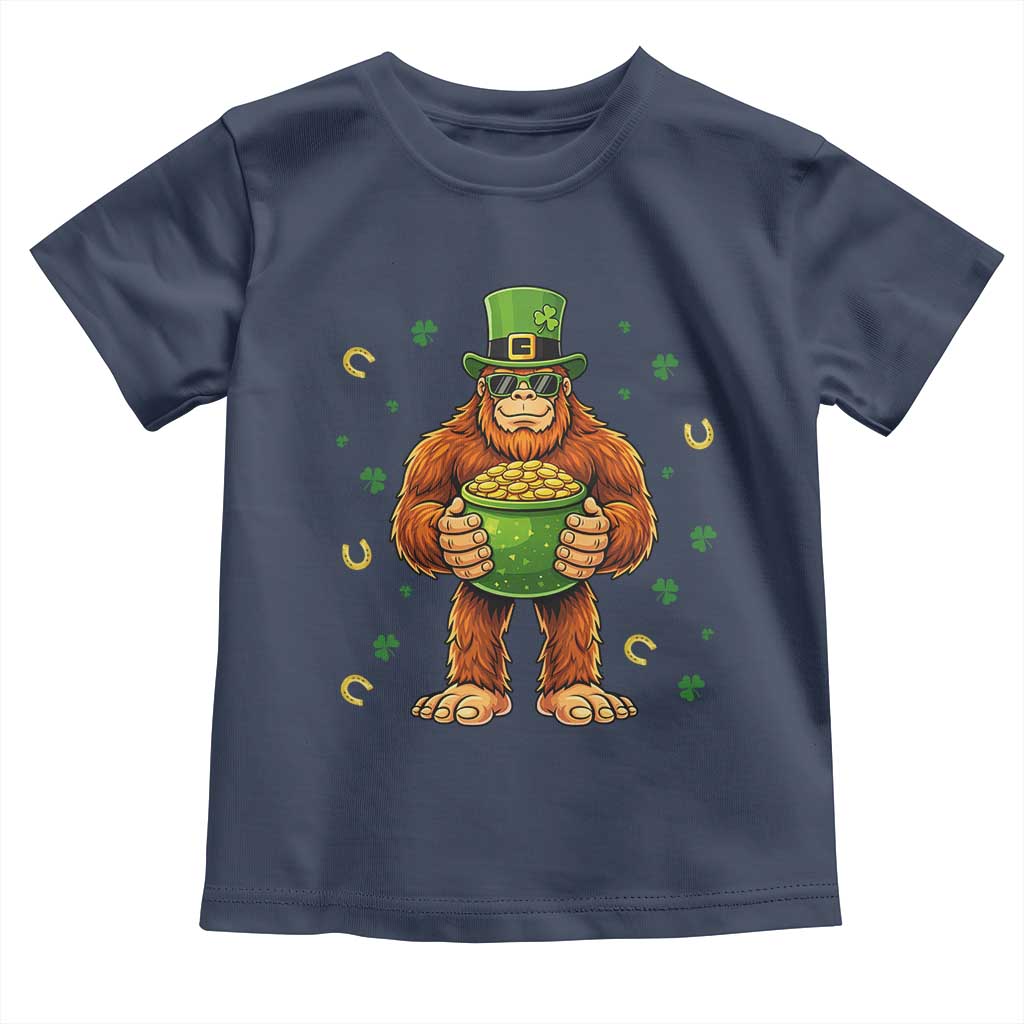 Funny St Patricks Day Bigfoot Lucky Pot Gold Sunglasses Sasquatch - Toddler T Shirt TS11 Navy Print Your Wear
