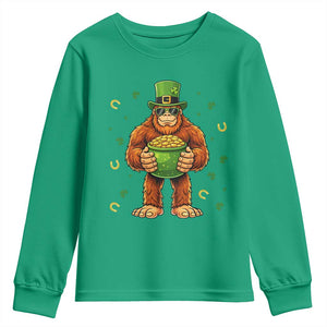 Funny St Patricks Day Bigfoot Lucky Pot Gold Sunglasses Sasquatch Youth Sweatshirt TS11 Irish Green Print Your Wear