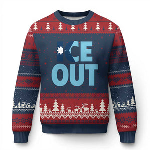 Minnesota Ice Out Ugly Christmas Sweater MN State Anti Ice Movement Protest Statement TS11 Navy Red Print Your Wear