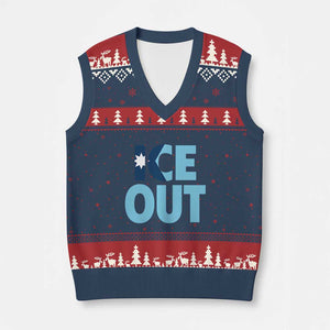 Minnesota Ice Out V-Neck Knit Sweater Vest MN State Anti Ice Movement Protest Statement TS11 Navy Red Print Your Wear
