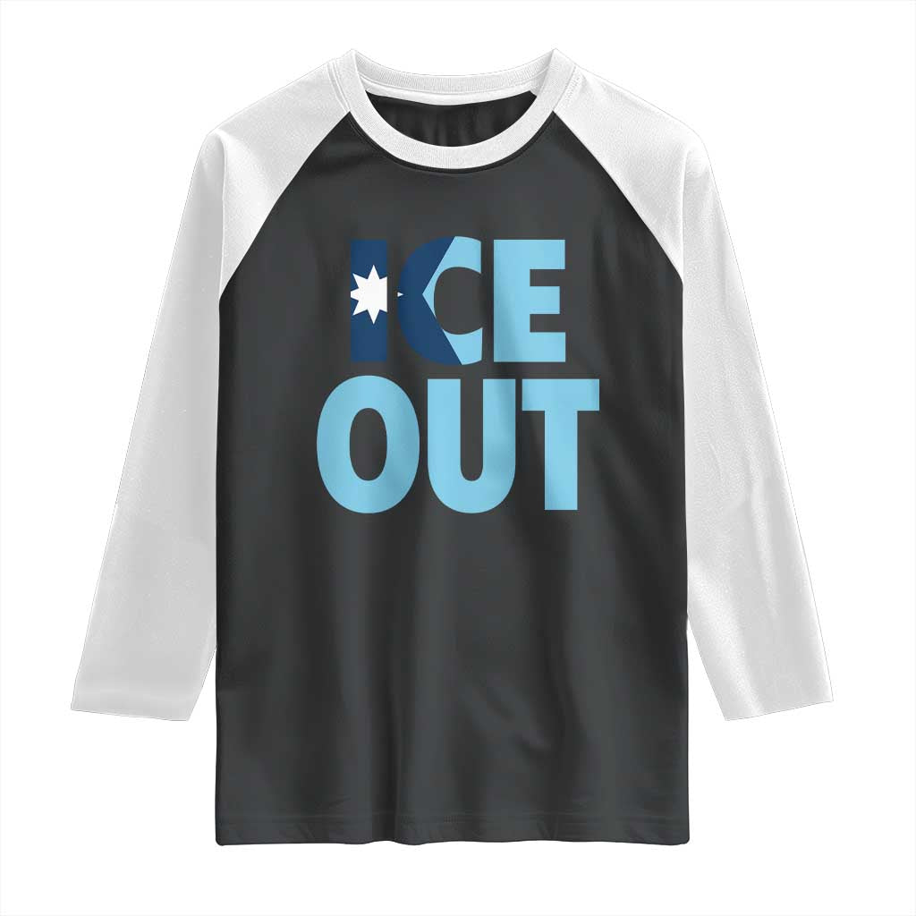 Minnesota Ice Out Raglan Shirt MN State Anti Ice Movement Protest Statement TS11 Black White Print Your Wear