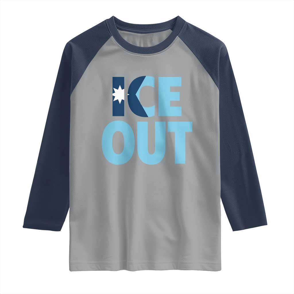 Minnesota Ice Out Raglan Shirt MN State Anti Ice Movement Protest Statement TS11 Sport Gray Navy Print Your Wear
