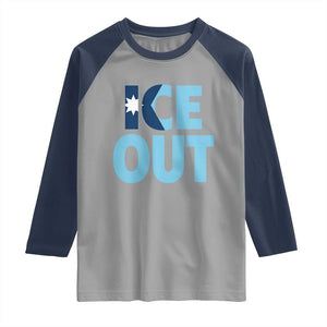 Minnesota Ice Out Raglan Shirt MN State Anti Ice Movement Protest Statement TS11 Sport Gray Navy Print Your Wear