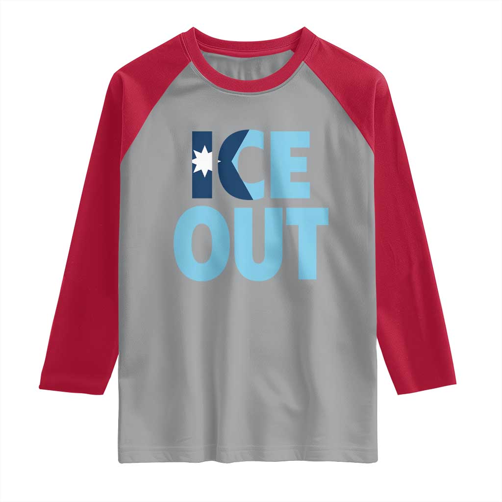 Minnesota Ice Out Raglan Shirt MN State Anti Ice Movement Protest Statement TS11 Sport Gray Red Print Your Wear