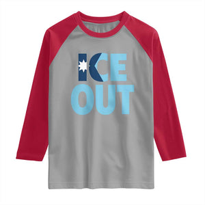 Minnesota Ice Out Raglan Shirt MN State Anti Ice Movement Protest Statement TS11 Sport Gray Red Print Your Wear