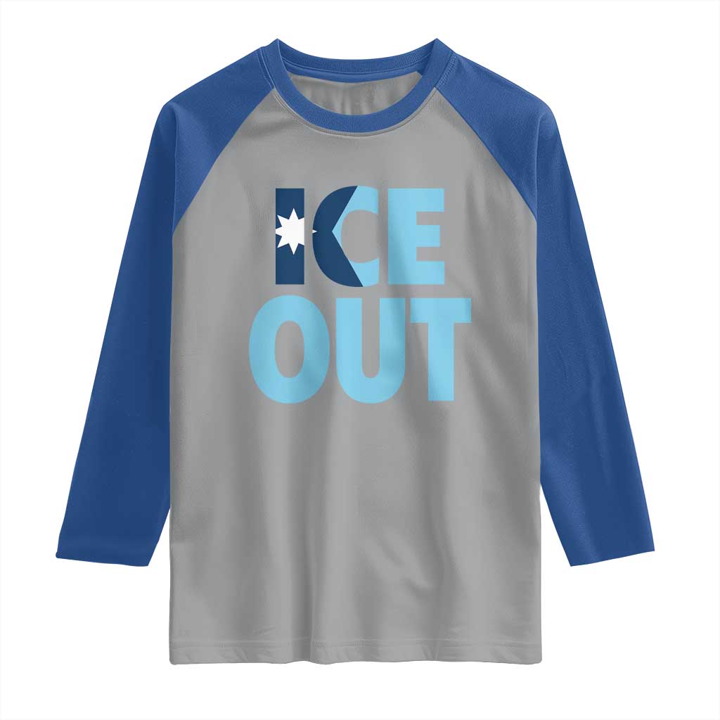 Minnesota Ice Out Raglan Shirt MN State Anti Ice Movement Protest Statement TS11 Sport Gray Royal Print Your Wear