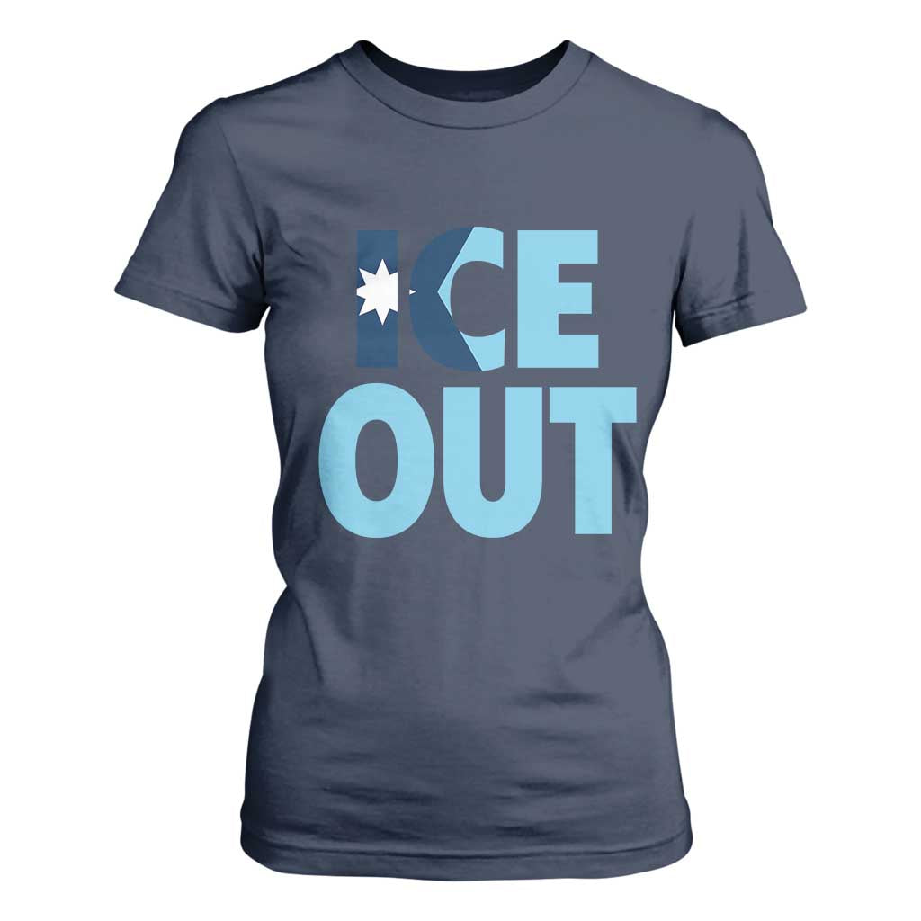 Minnesota Ice Out T Shirt For Women MN State Anti Ice Movement Protest Statement TS11 Navy Print Your Wear