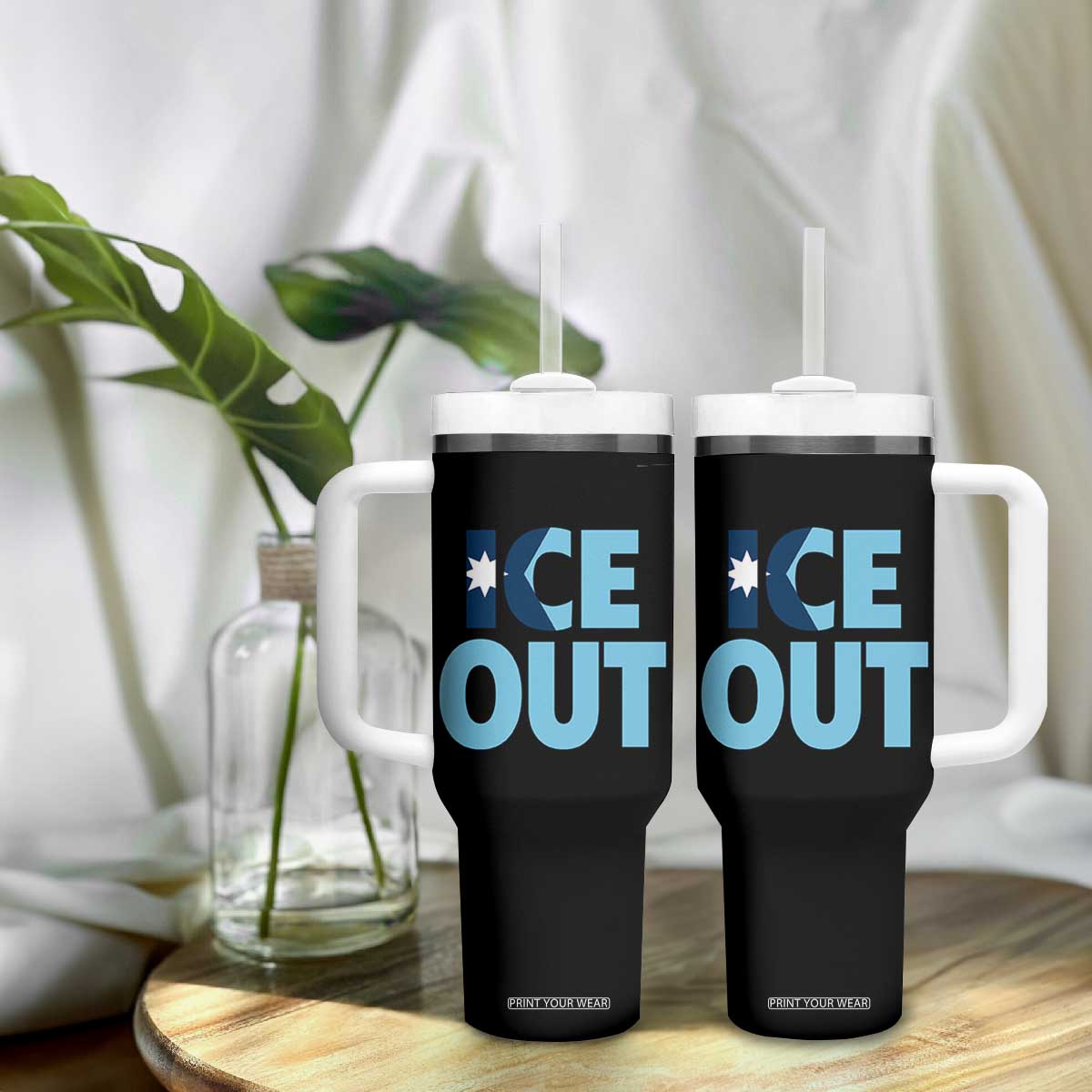 Minnesota Ice Out Tumbler With Handle MN State Anti Ice Movement Protest Statement TS11 Print Your Wear