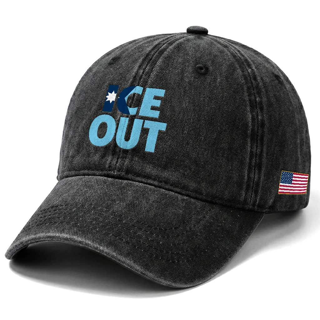 Minnesota Ice Out Washed Cotton Baseball Cap MN State Anti Ice Movement Protest Statement TS11 Print Your Wear