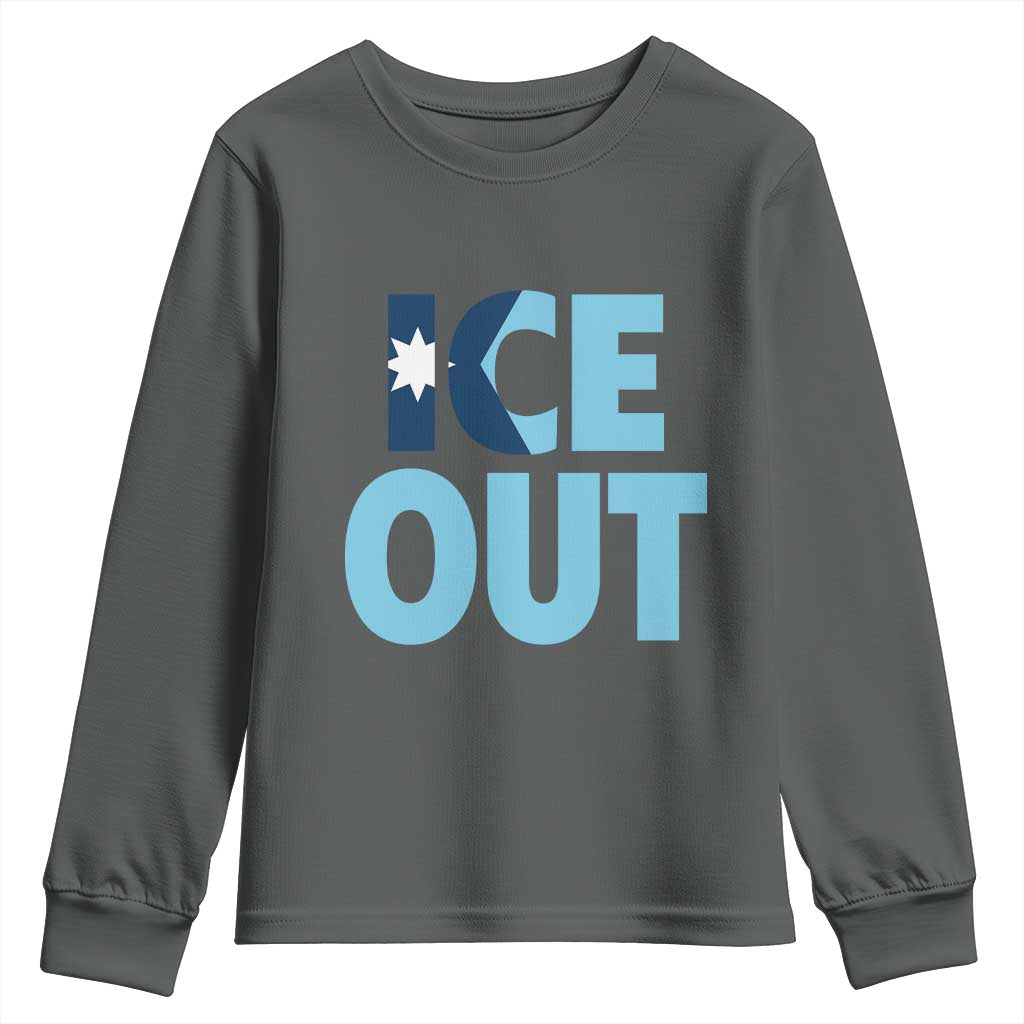 Minnesota Ice Out Youth Sweatshirt MN State Anti Ice Movement Protest Statement TS11 Dark Heather Print Your Wear