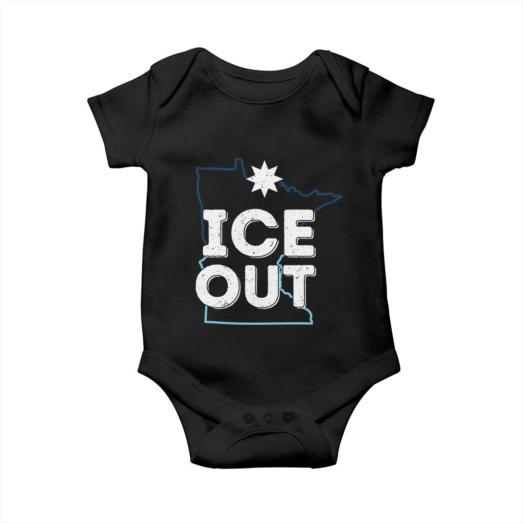 Ice Out Of Minnesota Baby Onesie MN Map Immigration Protest Community Resistance TS11 Black Print Your Wear