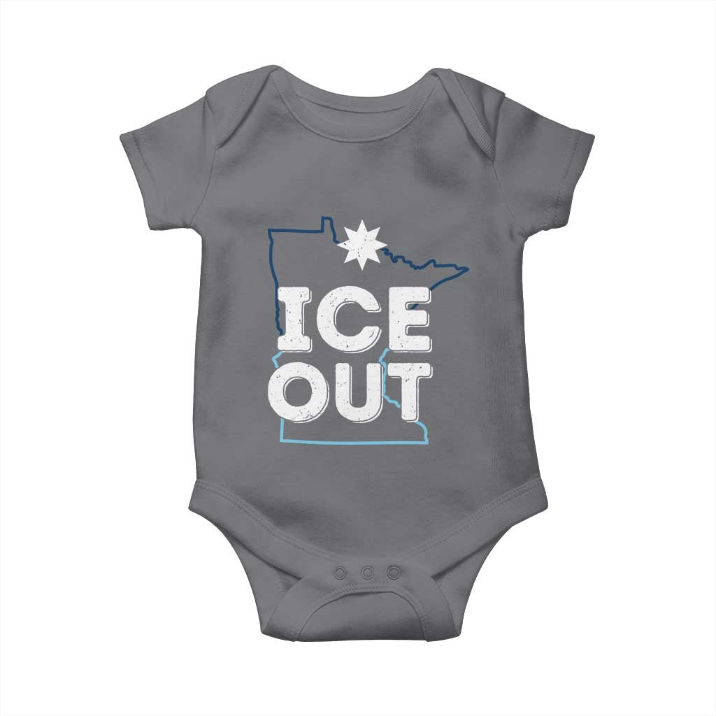 Ice Out Of Minnesota Baby Onesie MN Map Immigration Protest Community Resistance TS11 Charcoal Print Your Wear