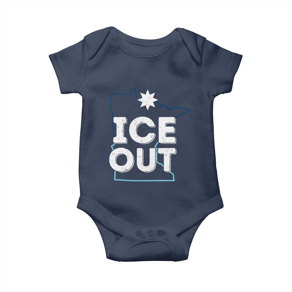 Ice Out Of Minnesota Baby Onesie MN Map Immigration Protest Community Resistance TS11 Navy Print Your Wear