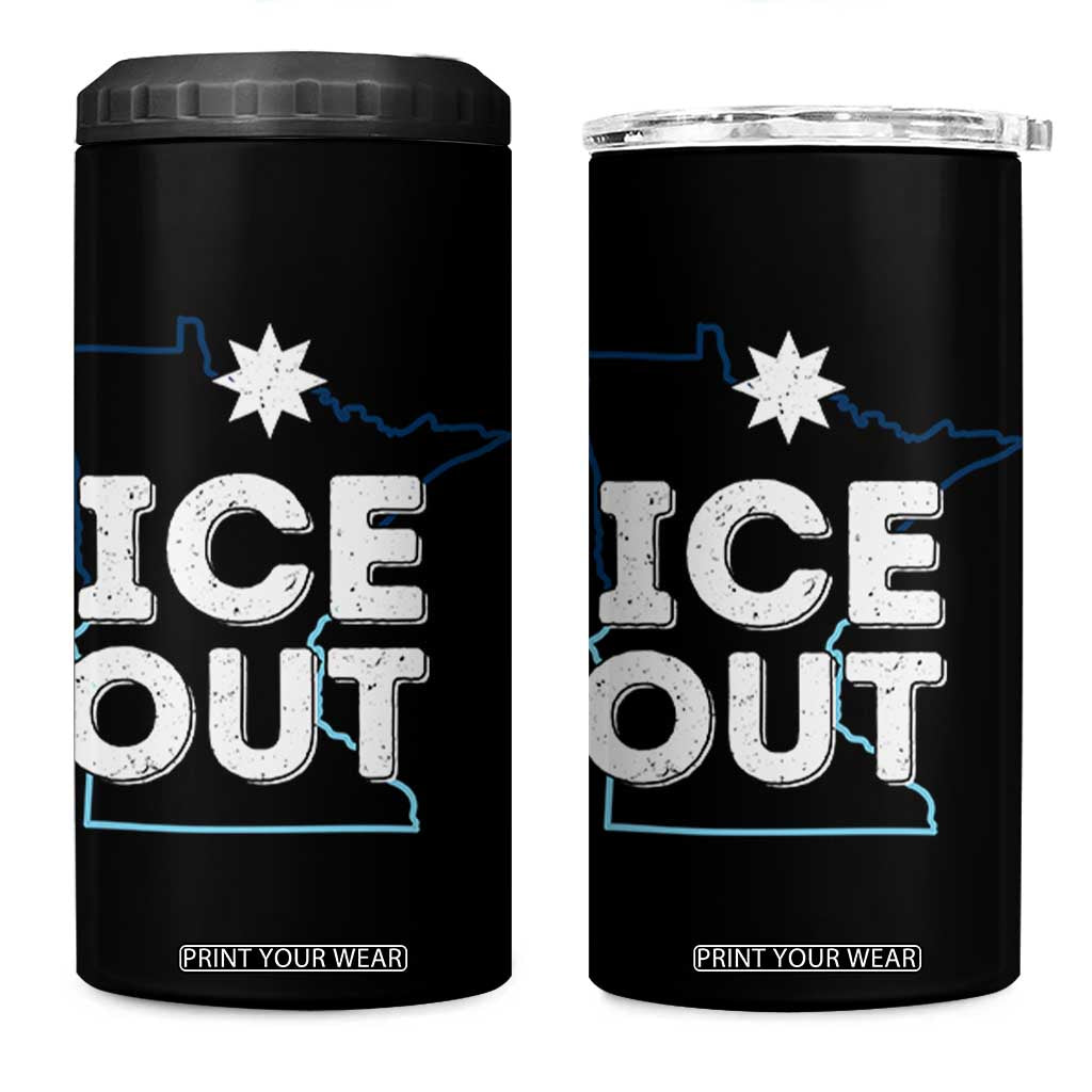 Ice Out Of Minnesota 4 in 1 Can Cooler Tumbler MN Map Immigration Protest Community Resistance TS11 One Size: 16 oz Black Print Your Wear