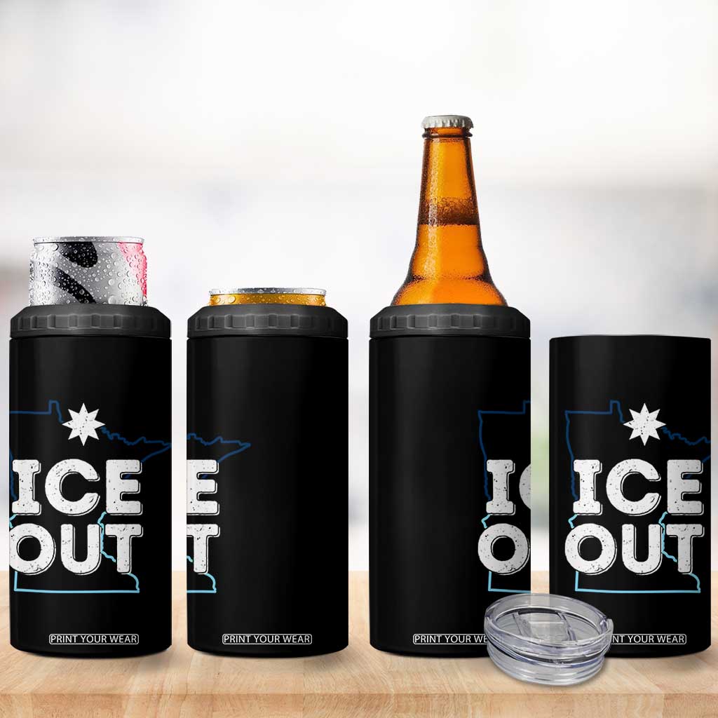 Ice Out Of Minnesota 4 in 1 Can Cooler Tumbler MN Map Immigration Protest Community Resistance TS11 Print Your Wear
