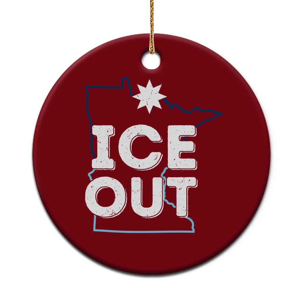 Ice Out Of Minnesota Ceramic Ornament MN Map Immigration Protest Community Resistance TS11 1pc Red Print Your Wear