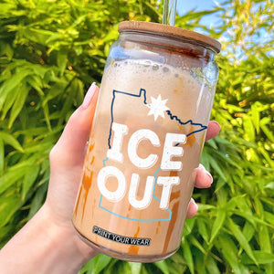 Ice Out Of Minnesota Glass Can MN Map Immigration Protest Community Resistance TS11 Black Print Your Wear