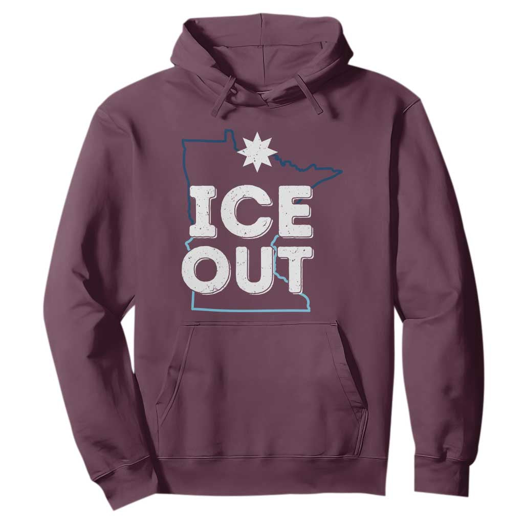 Ice Out Of Minnesota Hoodie MN Map Immigration Protest Community Resistance TS11 Maroon Print Your Wear