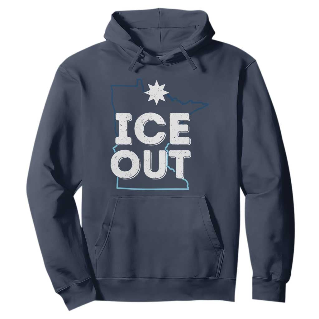 Ice Out Of Minnesota Hoodie MN Map Immigration Protest Community Resistance TS11 Navy Print Your Wear