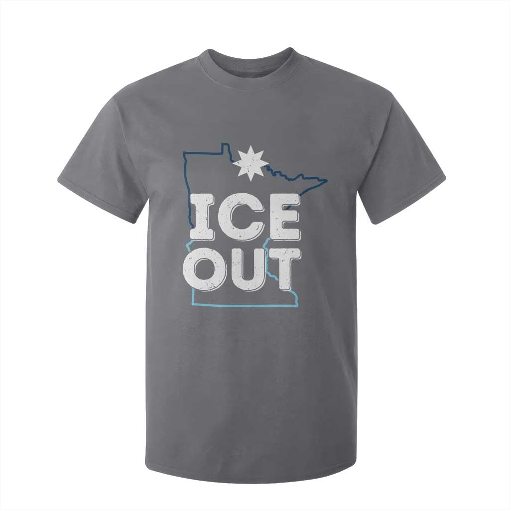 Ice Out Of Minnesota T Shirt For Kid MN Map Immigration Protest Community Resistance TS11 Charcoal Print Your Wear