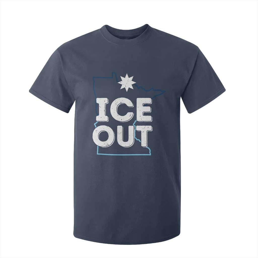 Ice Out Of Minnesota T Shirt For Kid MN Map Immigration Protest Community Resistance TS11 Navy Print Your Wear