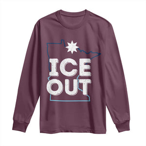 Ice Out Of Minnesota Long Sleeve Shirt MN Map Immigration Protest Community Resistance TS11 Maroon Print Your Wear