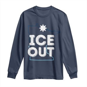 Ice Out Of Minnesota Long Sleeve Shirt MN Map Immigration Protest Community Resistance TS11 Navy Print Your Wear