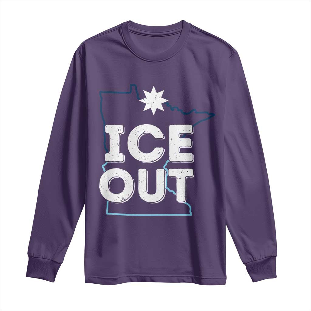 Ice Out Of Minnesota Long Sleeve Shirt MN Map Immigration Protest Community Resistance TS11 Purple Print Your Wear