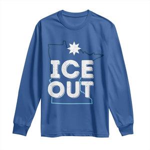 Ice Out Of Minnesota Long Sleeve Shirt MN Map Immigration Protest Community Resistance TS11 Royal Blue Print Your Wear