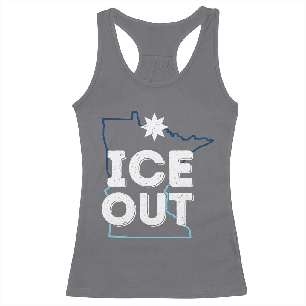 Ice Out Of Minnesota Racerback Tank Top MN Map Immigration Protest Community Resistance TS11 Charcoal Print Your Wear
