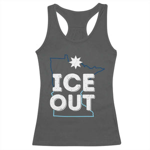 Ice Out Of Minnesota Racerback Tank Top MN Map Immigration Protest Community Resistance TS11 Dark Heather Print Your Wear