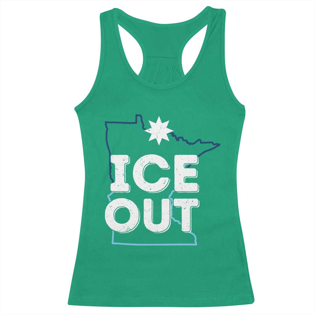 Ice Out Of Minnesota Racerback Tank Top MN Map Immigration Protest Community Resistance TS11 Irish Green Print Your Wear