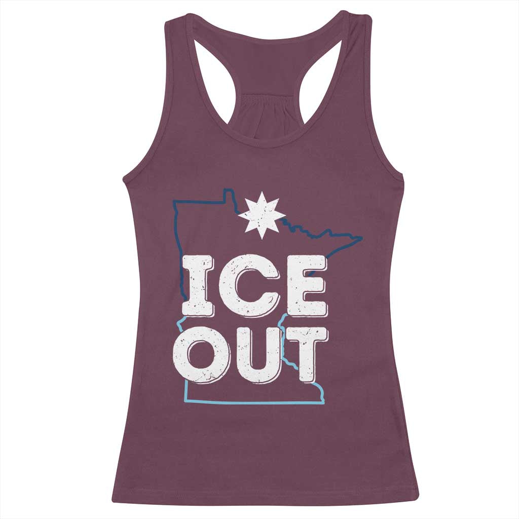 Ice Out Of Minnesota Racerback Tank Top MN Map Immigration Protest Community Resistance TS11 Maroon Print Your Wear