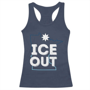 Ice Out Of Minnesota Racerback Tank Top MN Map Immigration Protest Community Resistance TS11 Navy Print Your Wear