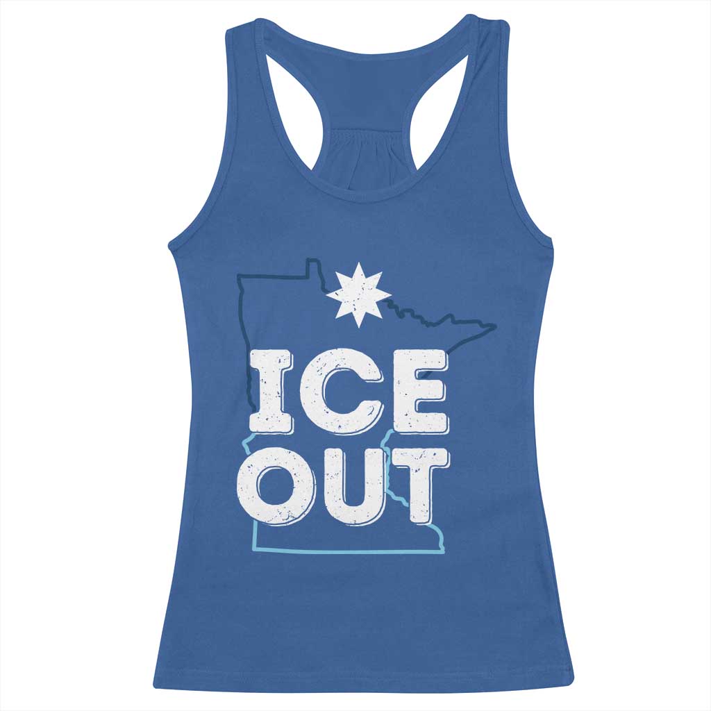 Ice Out Of Minnesota Racerback Tank Top MN Map Immigration Protest Community Resistance TS11 Royal Blue Print Your Wear