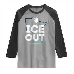 Ice Out Of Minnesota Raglan Shirt MN Map Immigration Protest Community Resistance TS11 Sport Gray Black Print Your Wear
