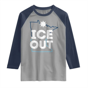 Ice Out Of Minnesota Raglan Shirt MN Map Immigration Protest Community Resistance TS11 Sport Gray Navy Print Your Wear