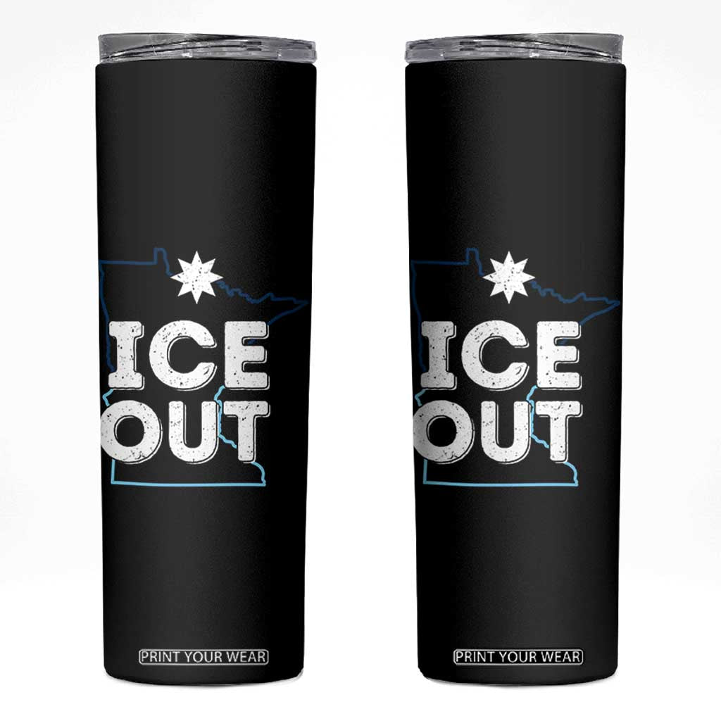 Ice Out Of Minnesota Skinny Tumbler MN Map Immigration Protest Community Resistance TS11 Black Print Your Wear