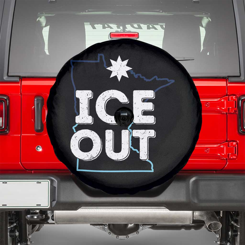 Ice Out Of Minnesota Spare Tire Cover MN Map Immigration Protest Community Resistance TS11 Black Print Your Wear