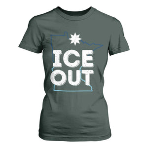Ice Out Of Minnesota T Shirt For Women MN Map Immigration Protest Community Resistance TS11 Dark Forest Green Print Your Wear