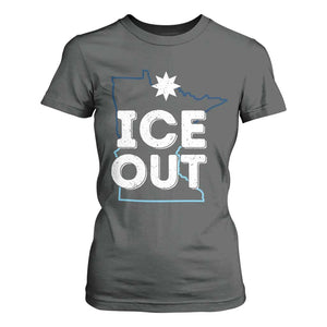 Ice Out Of Minnesota T Shirt For Women MN Map Immigration Protest Community Resistance TS11 Dark Heather Print Your Wear