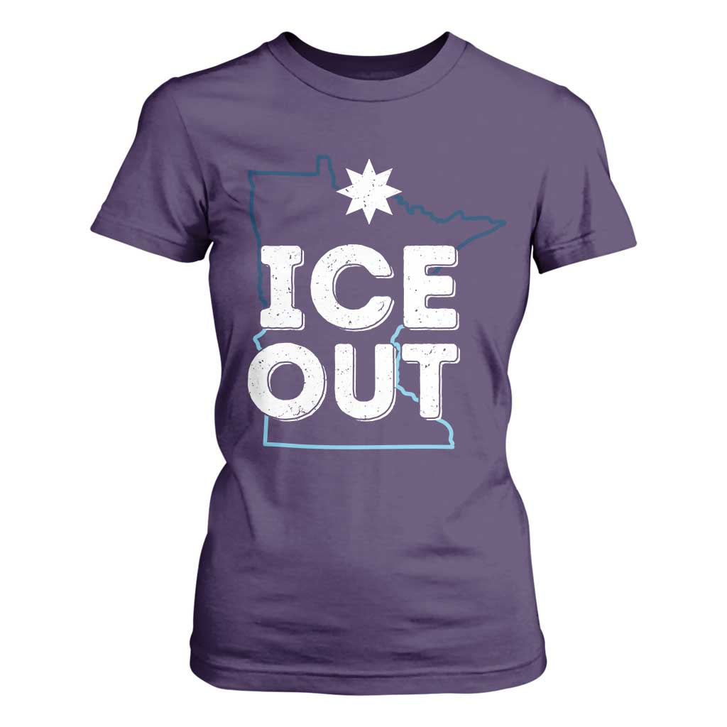 Ice Out Of Minnesota T Shirt For Women MN Map Immigration Protest Community Resistance TS11 Purple Print Your Wear