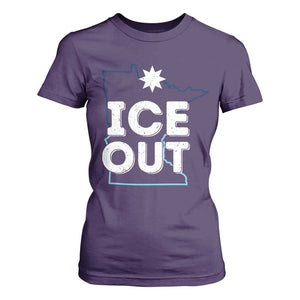 Ice Out Of Minnesota T Shirt For Women MN Map Immigration Protest Community Resistance TS11 Purple Print Your Wear