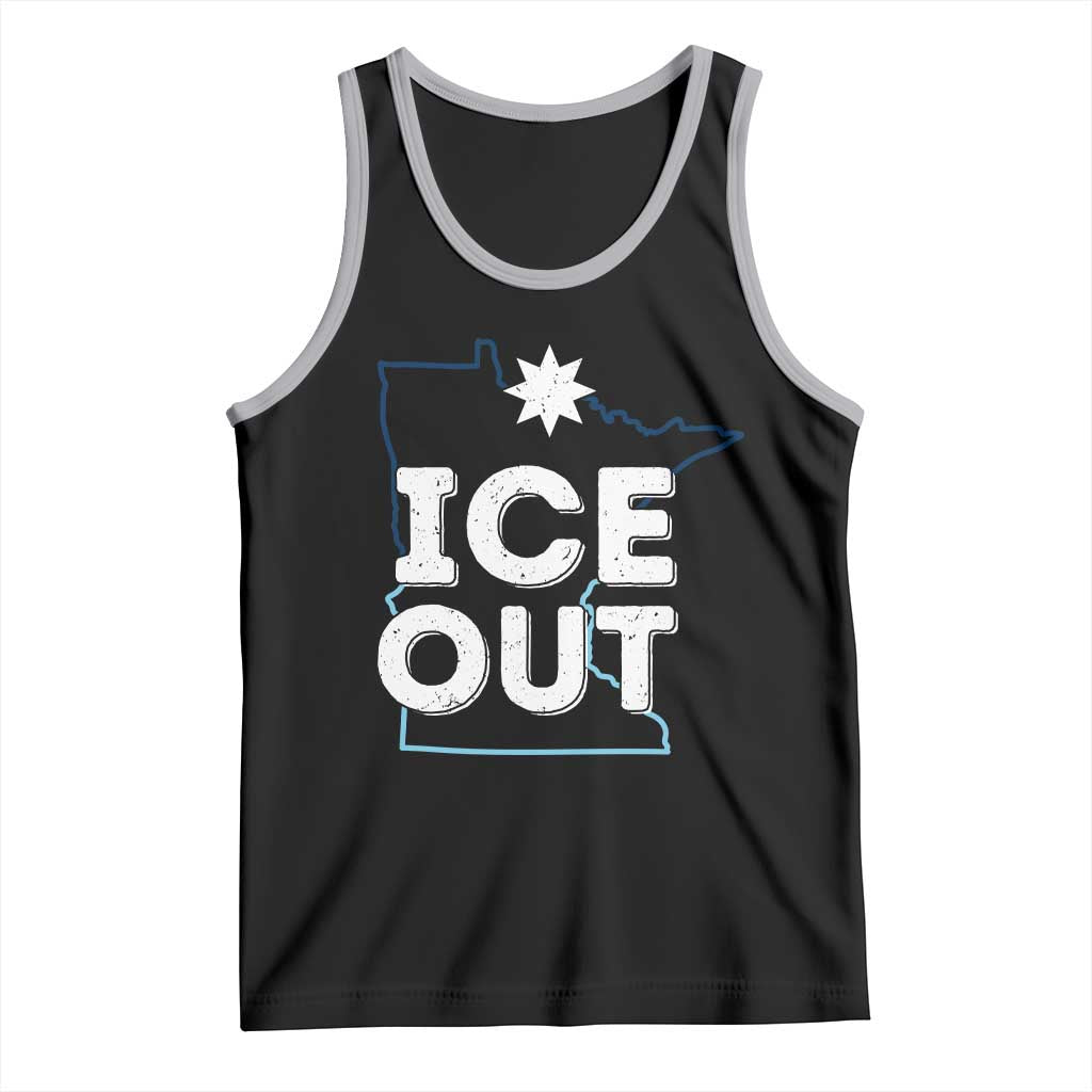 Ice Out Of Minnesota Tank Top MN Map Immigration Protest Community Resistance TS11 Black Athletic Heather Print Your Wear