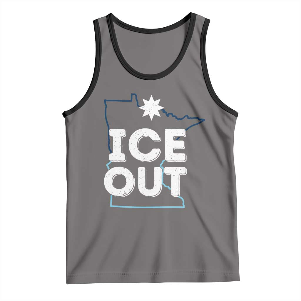 Ice Out Of Minnesota Tank Top MN Map Immigration Protest Community Resistance TS11 Deep Heather Black Print Your Wear