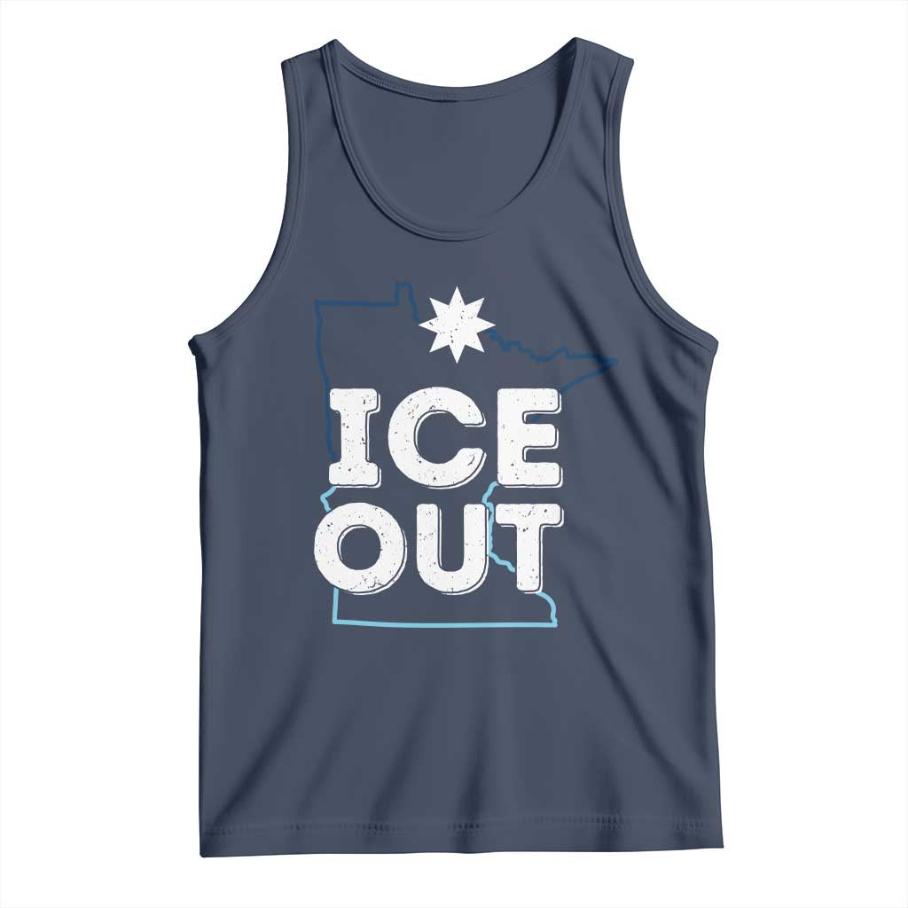 Ice Out Of Minnesota Tank Top MN Map Immigration Protest Community Resistance TS11 Navy Print Your Wear