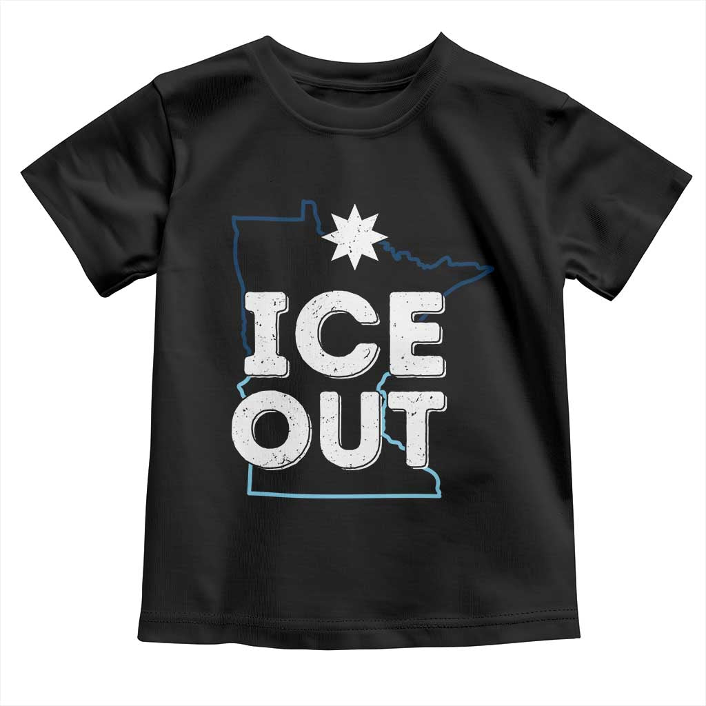 Ice Out Of Minnesota Toddler T Shirt MN Map Immigration Protest Community Resistance TS11 Black Print Your Wear