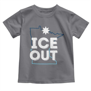 Ice Out Of Minnesota Toddler T Shirt MN Map Immigration Protest Community Resistance TS11 Charcoal Print Your Wear